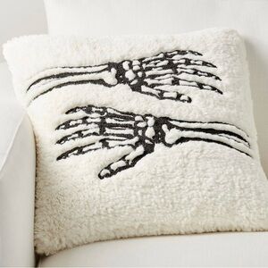 NWOT Pottery Barn Skeleton Hand Sherpa Decorative Pillow Cover